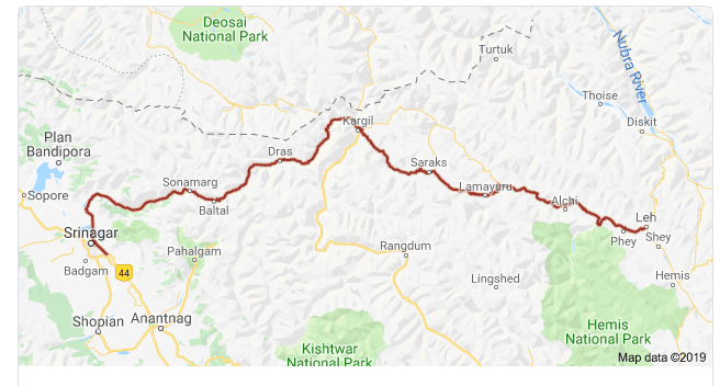 srinagar to leh